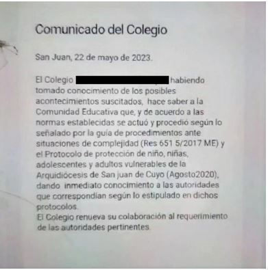 Colegio Luján: emitió un comunicado que no conformó a los padres
