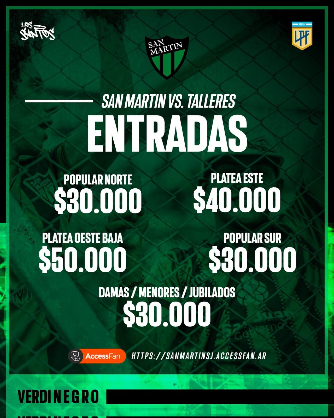 Está habilitada la venta de entradas para el partido de San Martín ante Talleres