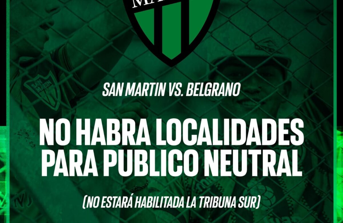 San Martín dio marcha atrás y no venderá entradas para los “neutrales”
