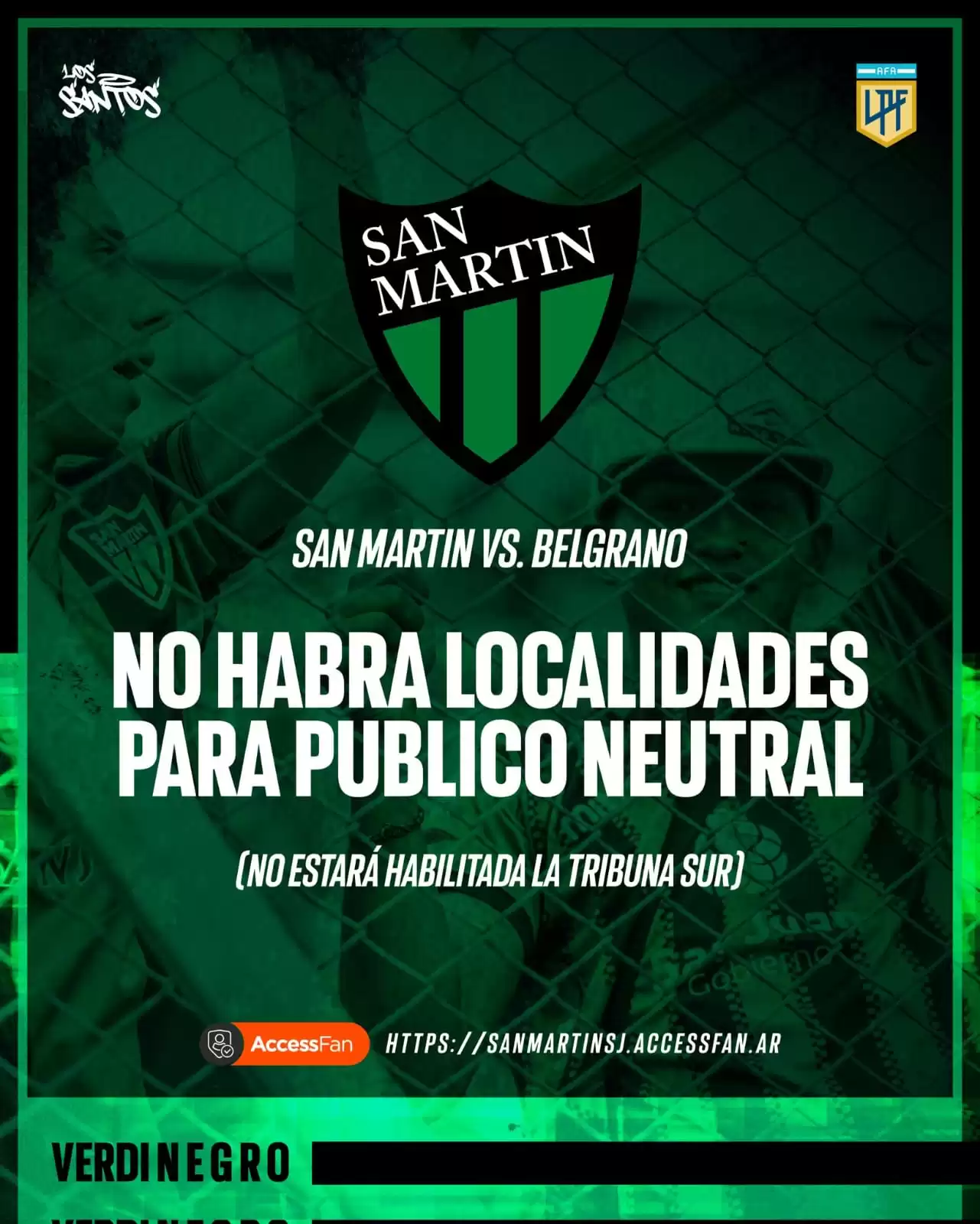 San Martín dio marcha atrás y no venderá entradas para los “neutrales”