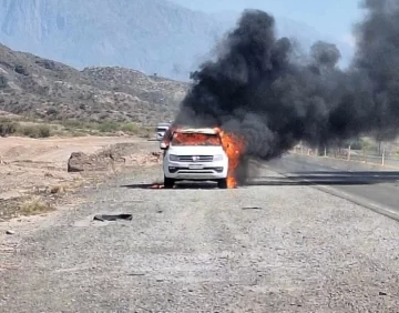 El conductor de una camioneta salvó su vida de milagro, tras incendiarse el vehículo en plena ruta