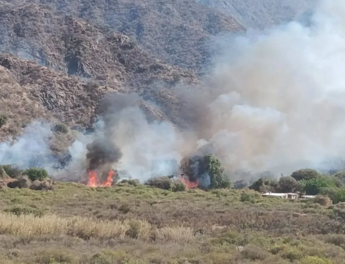 Un preocupante incendio se activó en Astica y se desplegó un importante operativo: hay dos evacuados