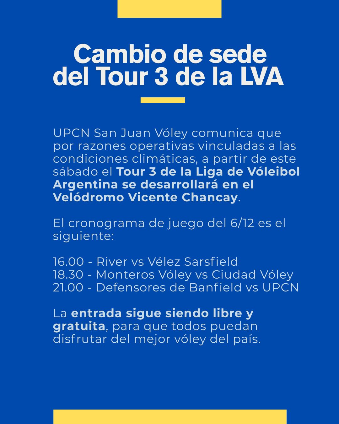 El Tour 3 se cambia de sede por las condiciones climáticas