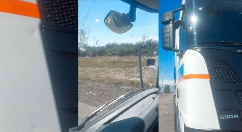 Apedrearon a un camión de combustible en Pocito: denuncian daños y reiterados hechos de violencia vial