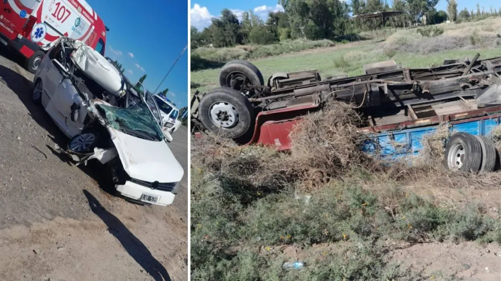 Violento choque entre un camión y un auto en Pocito: no hubo víctimas fatales