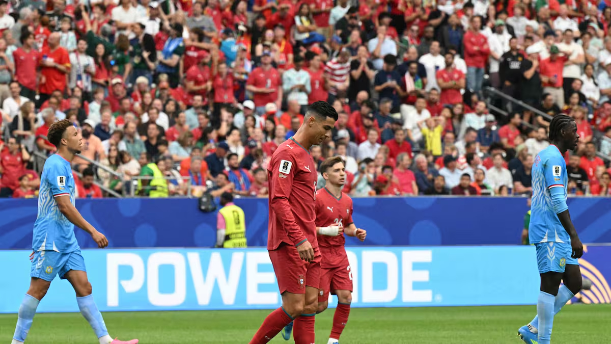 Cristiano Ronaldo sufrió con el empate de Portugal ante RD Congo
