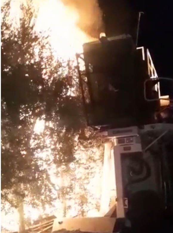 cosechadara se incendió