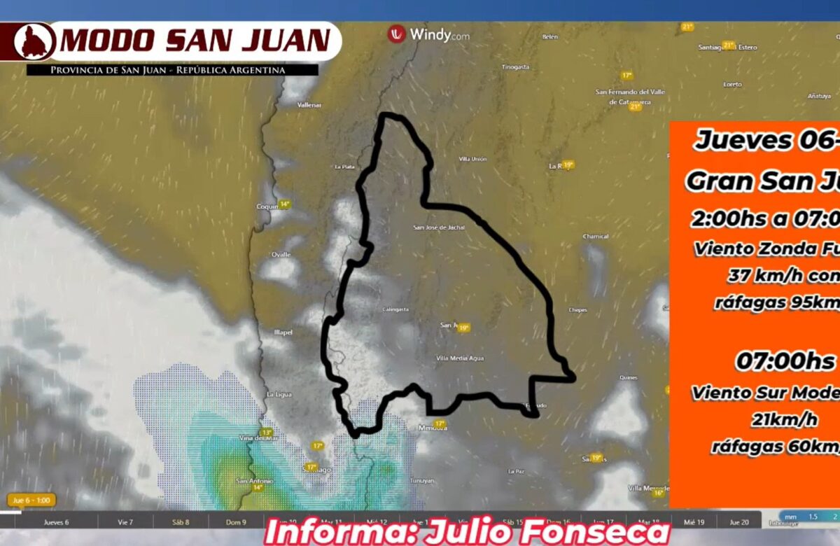 Se viene viento Zonda y luego el viento Sur