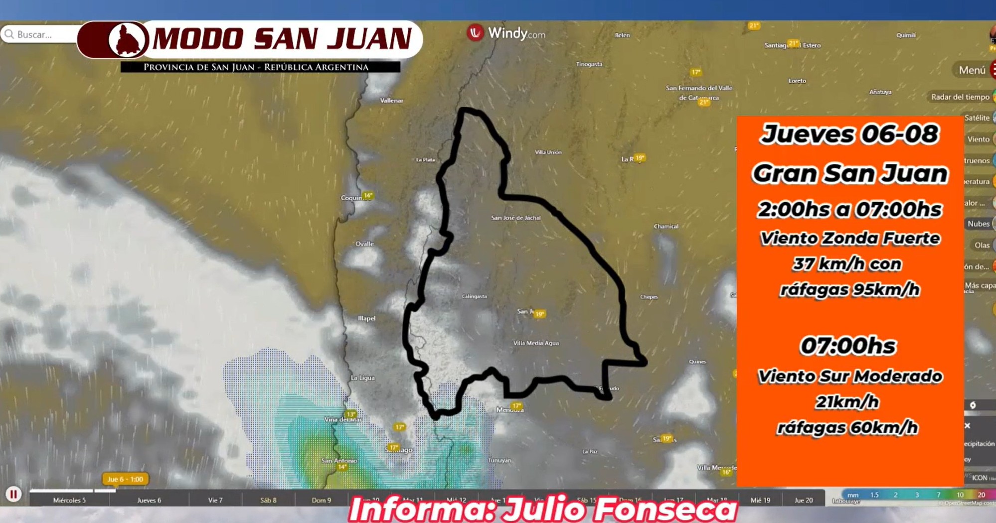 Se viene viento Zonda y luego el viento Sur