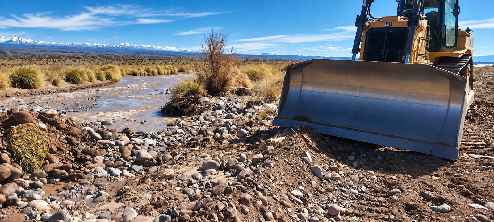 Refuerzan las defensas sobre el río Los Patos ante la próxima crecida