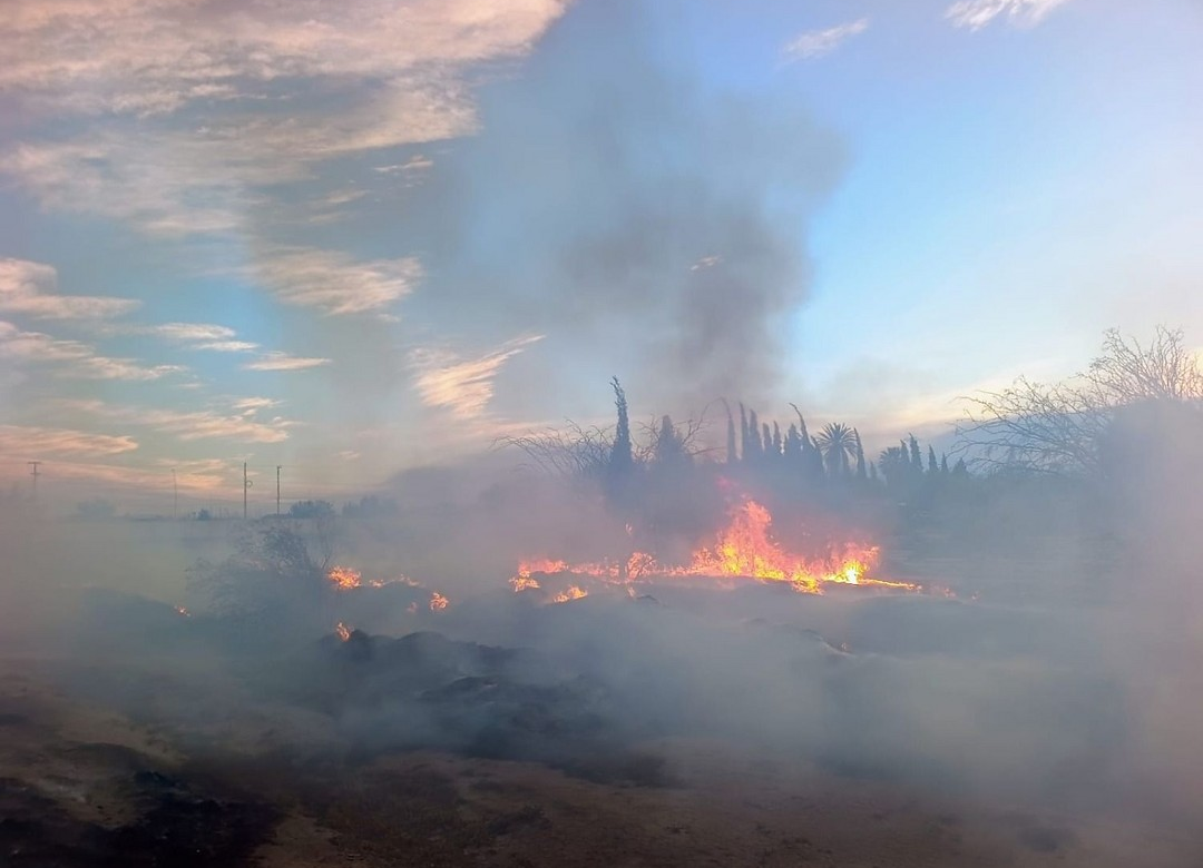 Incendio en Santa Lucía: el fuego amenazó una vivienda y bomberos trabajaron durante horas